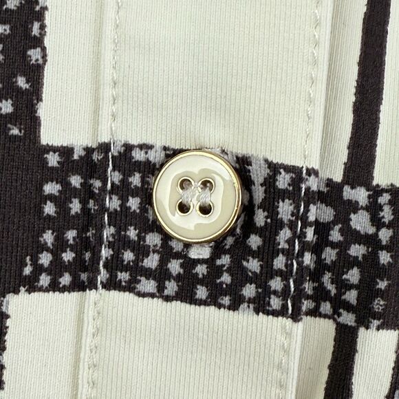 J. McLaughlin Catalina Knit Top Women Large Collar Henley Plaid Stretch Classic - Picture 4 of 10